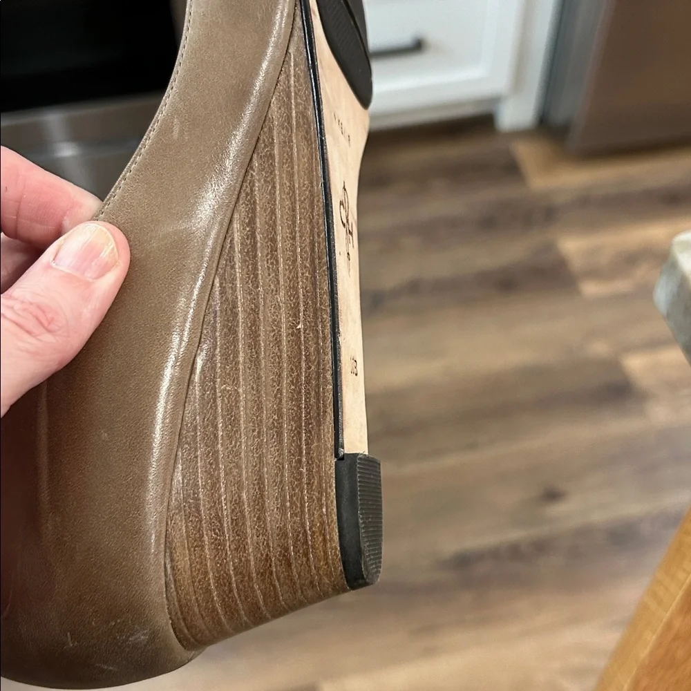 Cole Haan Brown Leather Low Wedge Pumps